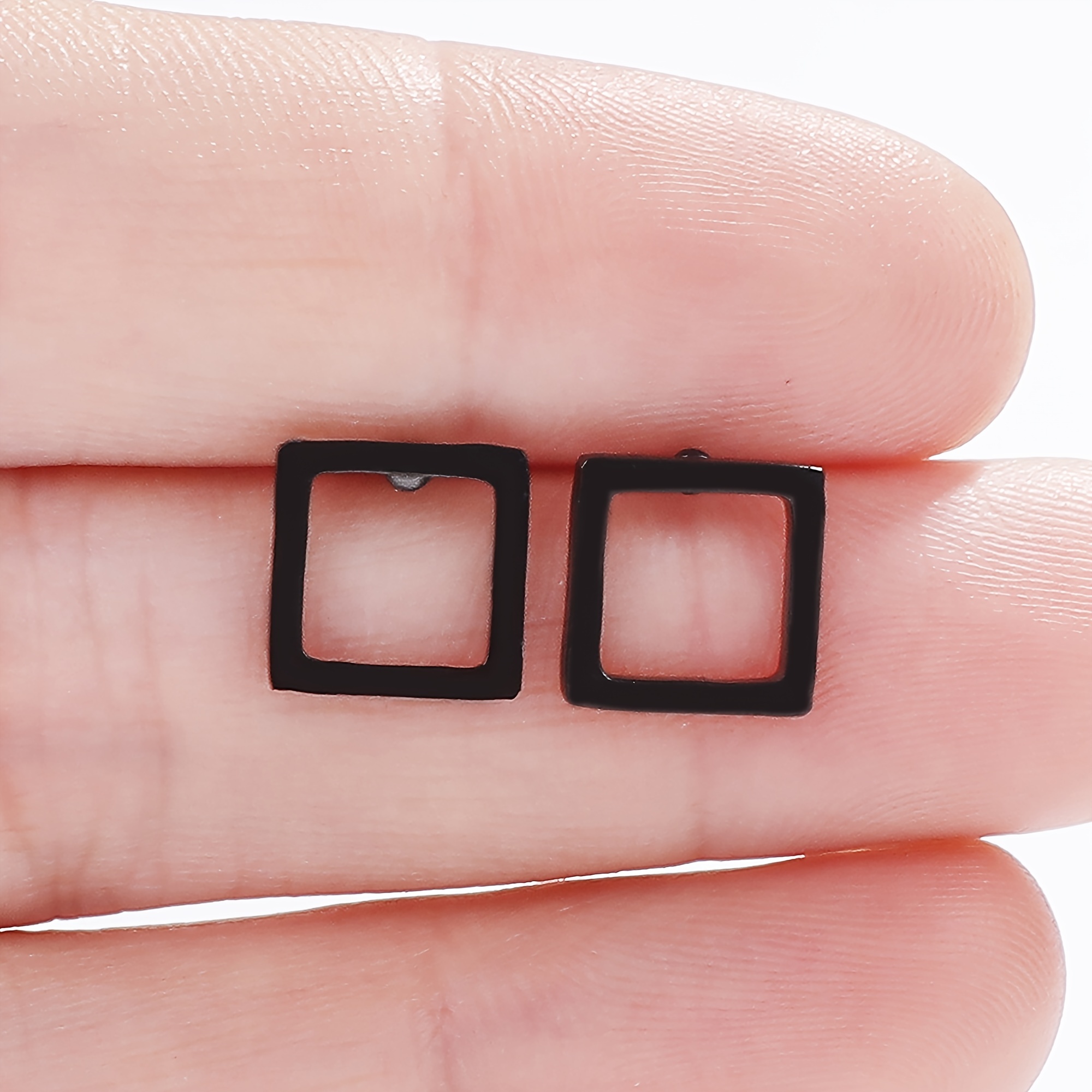 Square Stud Earrings Set Stainless Steel Hypoallergenic for Women